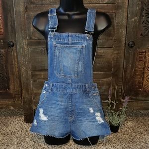 Sz 6 Divided denim short overalls
